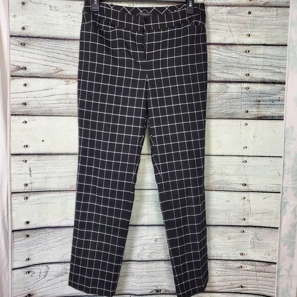 Ann Taylor Factory Black White Windowpane Plaid Dress Pants Size 8 - Picture 1 of 8